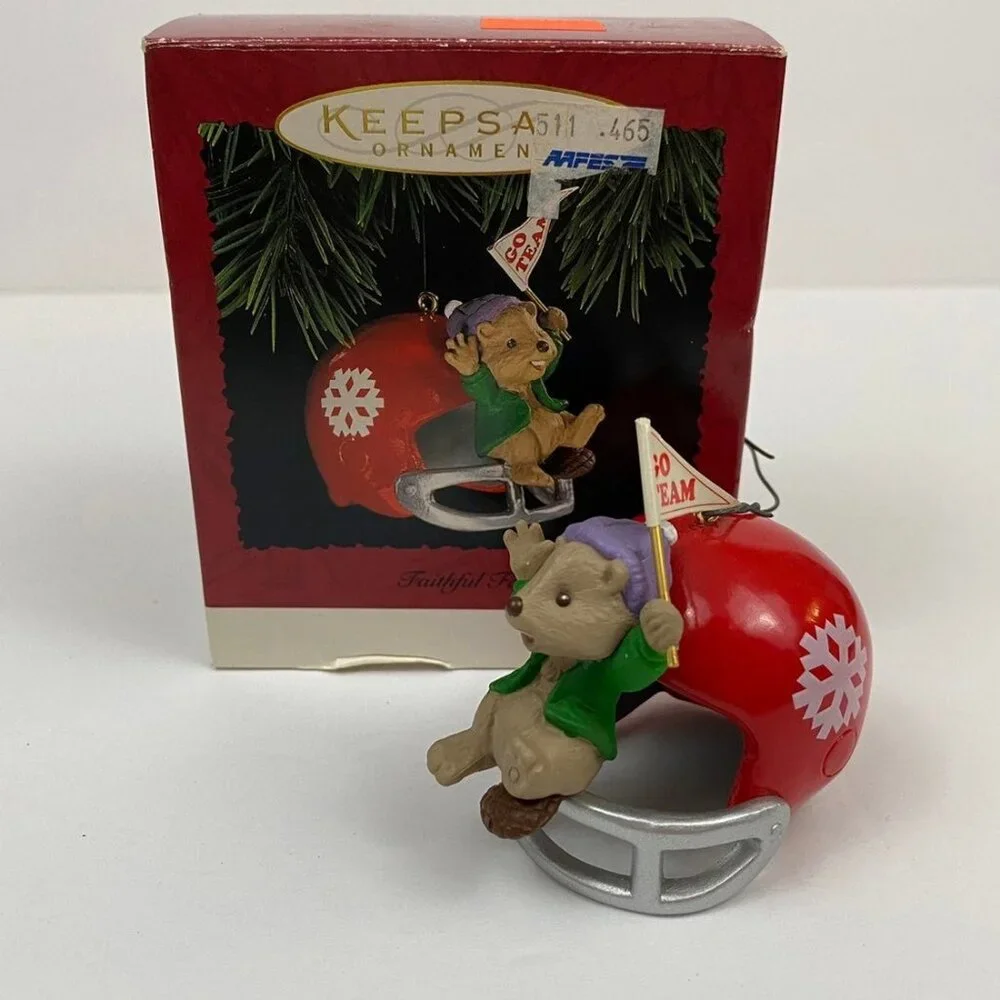 Hallmark Faithful Fan Ornament Vtg Vintage Christmas Tree Ornament Football 90s
